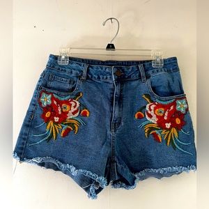 Embroidered Jean Shorts